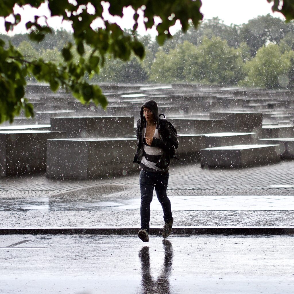 Running Away from a Sudden Rain while the Germany-USA World Cup Game is On